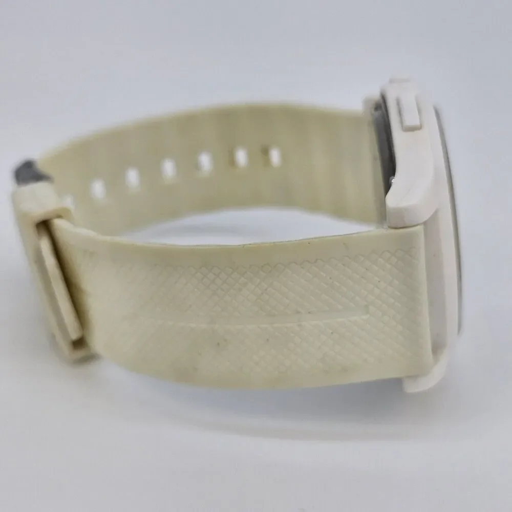 44MM‎ Men's Digital Watch White Case Cream Plastic Bands New Battery